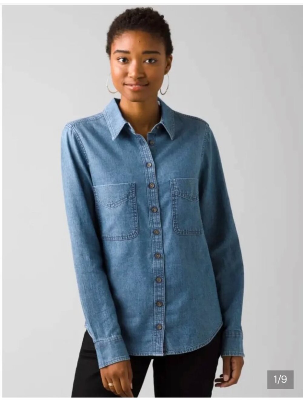 Prana Medium Wash Chambray Denim Button Down Shirt Size: S